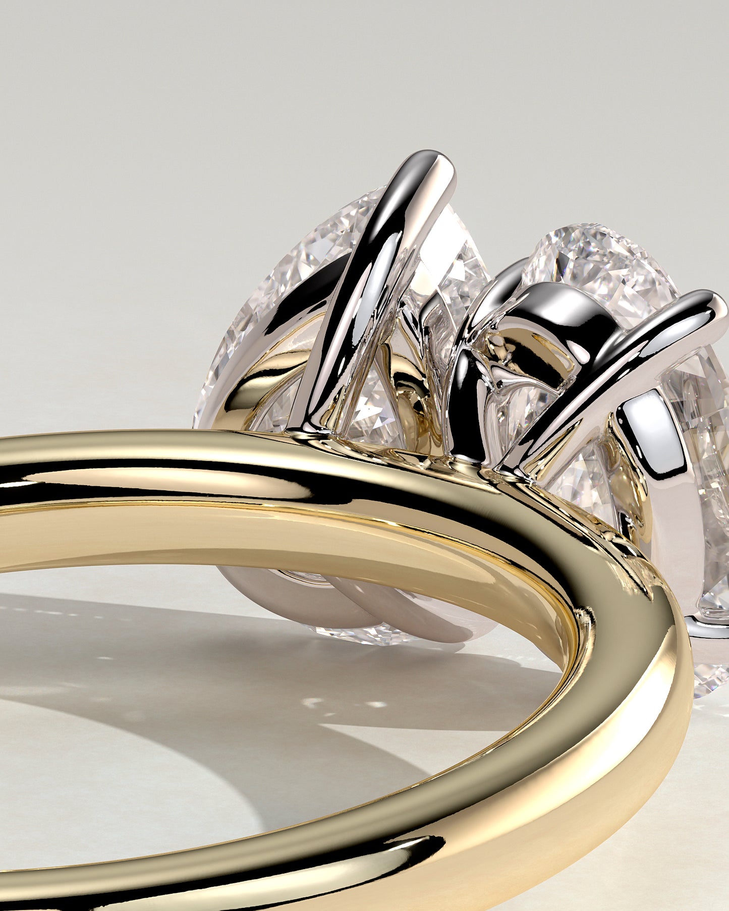 April - Pear and Oval Claw Toi et Moi Engagement Ring - Yellow Two-Tone - Yellow Two-Tone 2ct