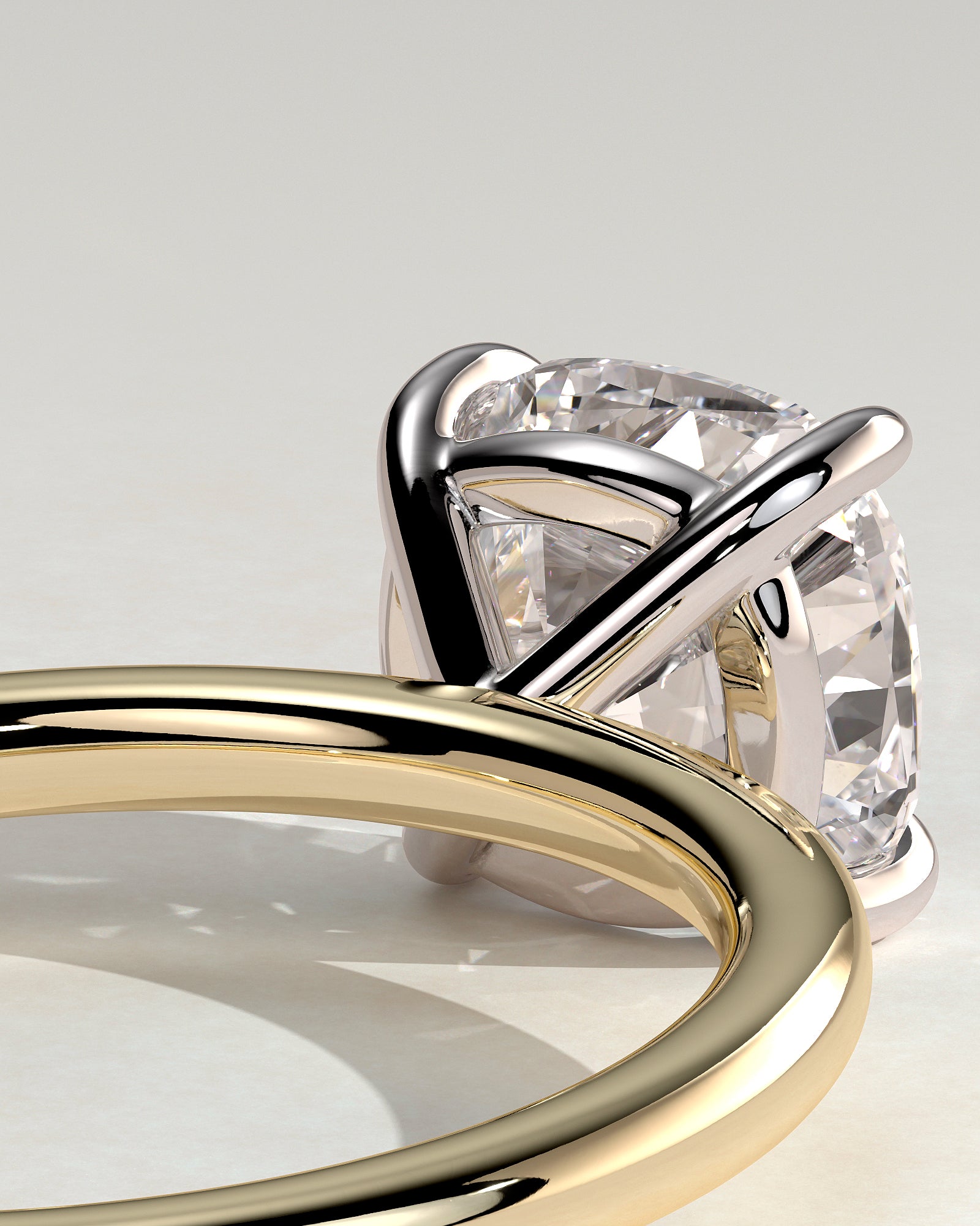 Hazel - Cushion Claw Solitaire Engagement Ring - Yellow Two-Tone - Yellow Two-Tone 2ct