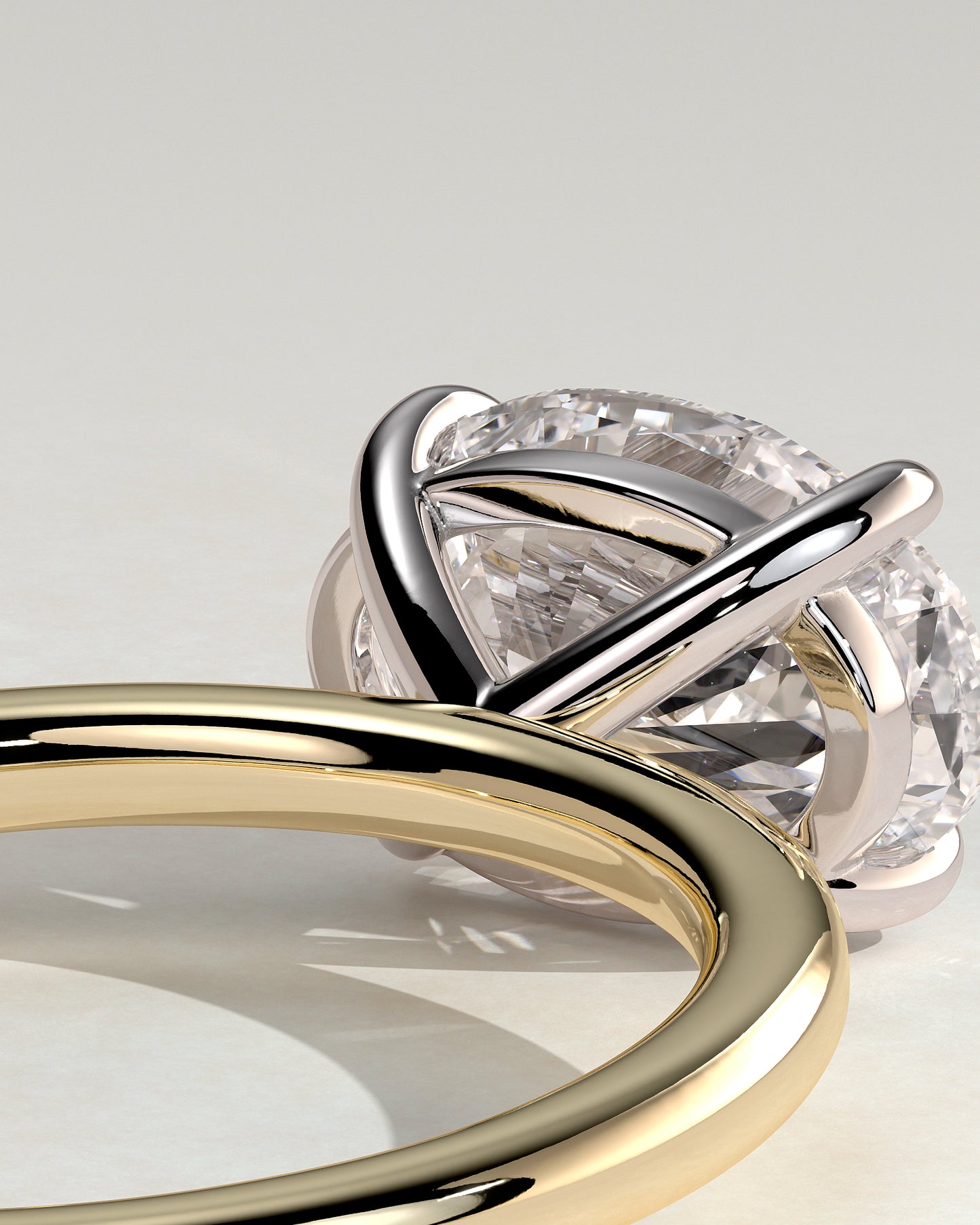 Dotti - Oval East West Claw Solitaire Engagement Ring - Yellow Two-Tone - Yellow Two-Tone 2ct