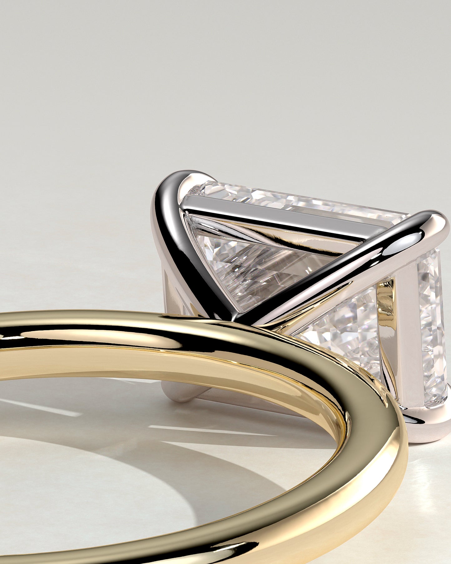Debbie - Emerald East West Claw Solitaire Engagement Ring - Yellow Two-Tone - Yellow Two-Tone 2ct