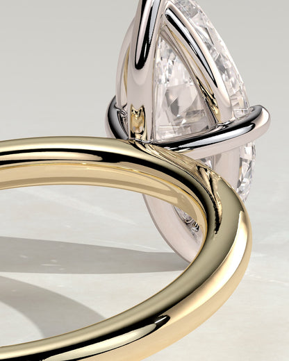 Genevieve - Marquise Claw Solitaire Engagement Ring - Yellow Two-Tone