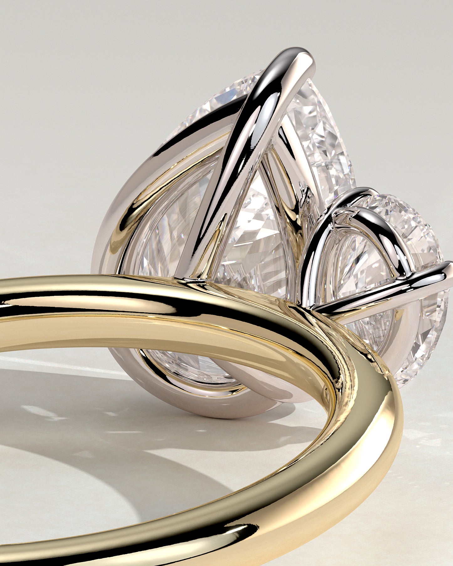 Francesca - Pear and Pear Claw Toi et Moi Engagement Ring - Yellow Two-Tone - Yellow Two-Tone 2ct