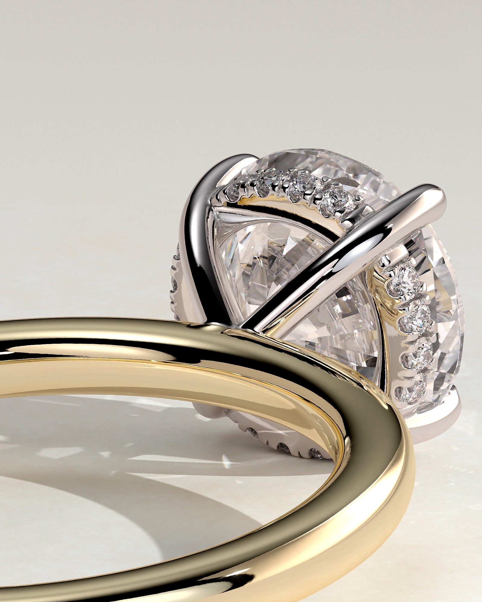 Bindi - Round Claw Solitaire with Hidden Halo Engagement Ring - Yellow Two-Tone - Yellow Two-Tone 2ct