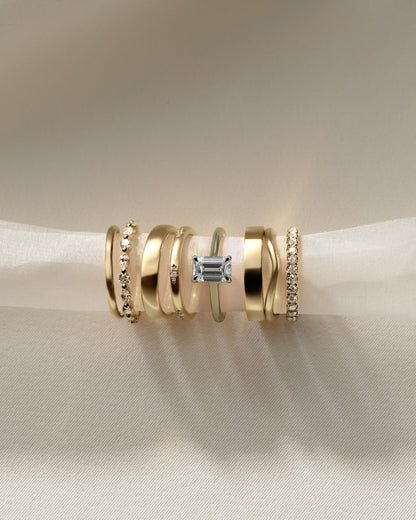 Jane - Emerald Claw Solitaire with Hidden Halo and Cathedral High Setting Engagement Ring - Yellow Two-Tone