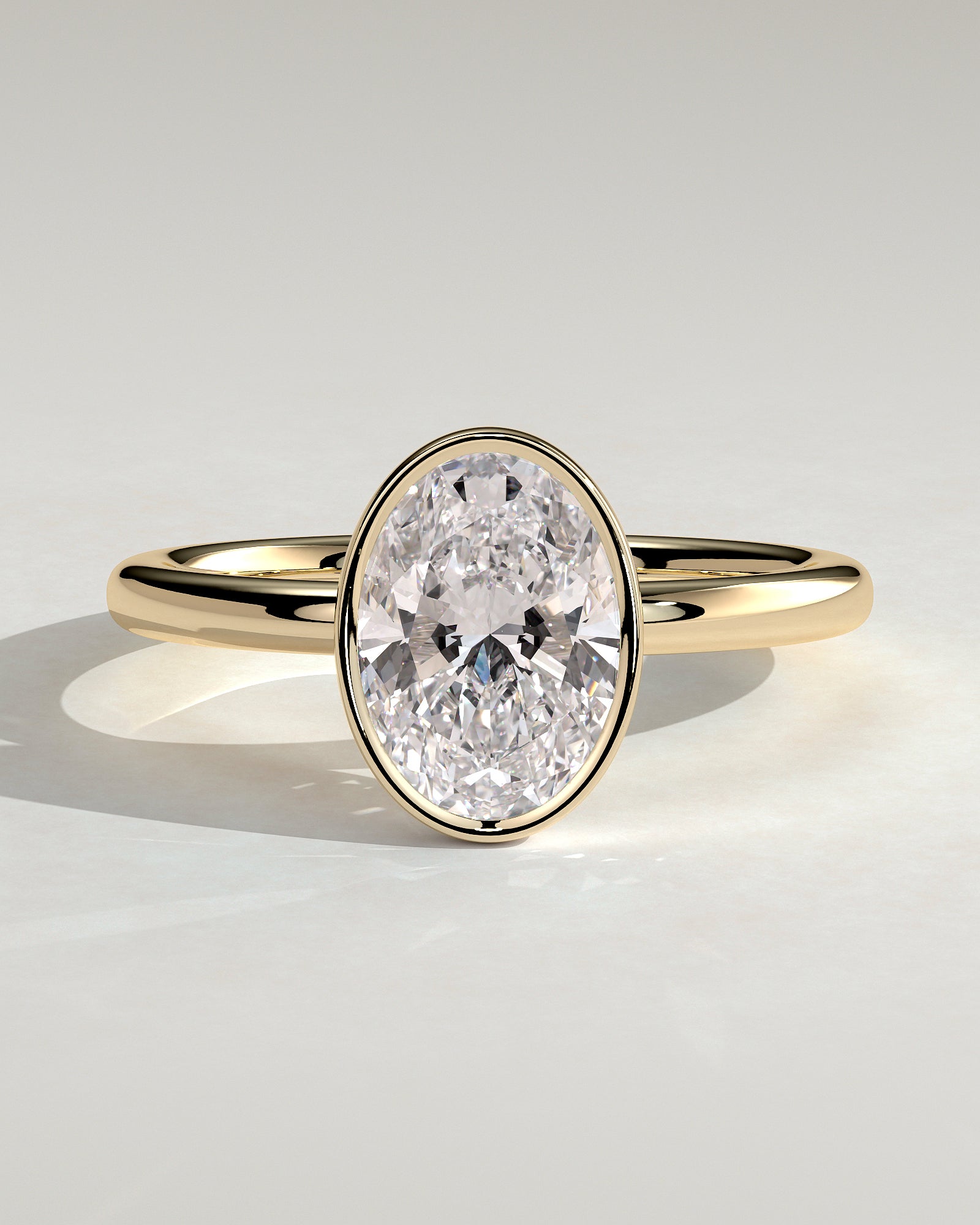 Armani - Oval Bezel Solitaire with Petal Gallery Engagement Ring - Yellow Gold - Yellow Gold 2ct