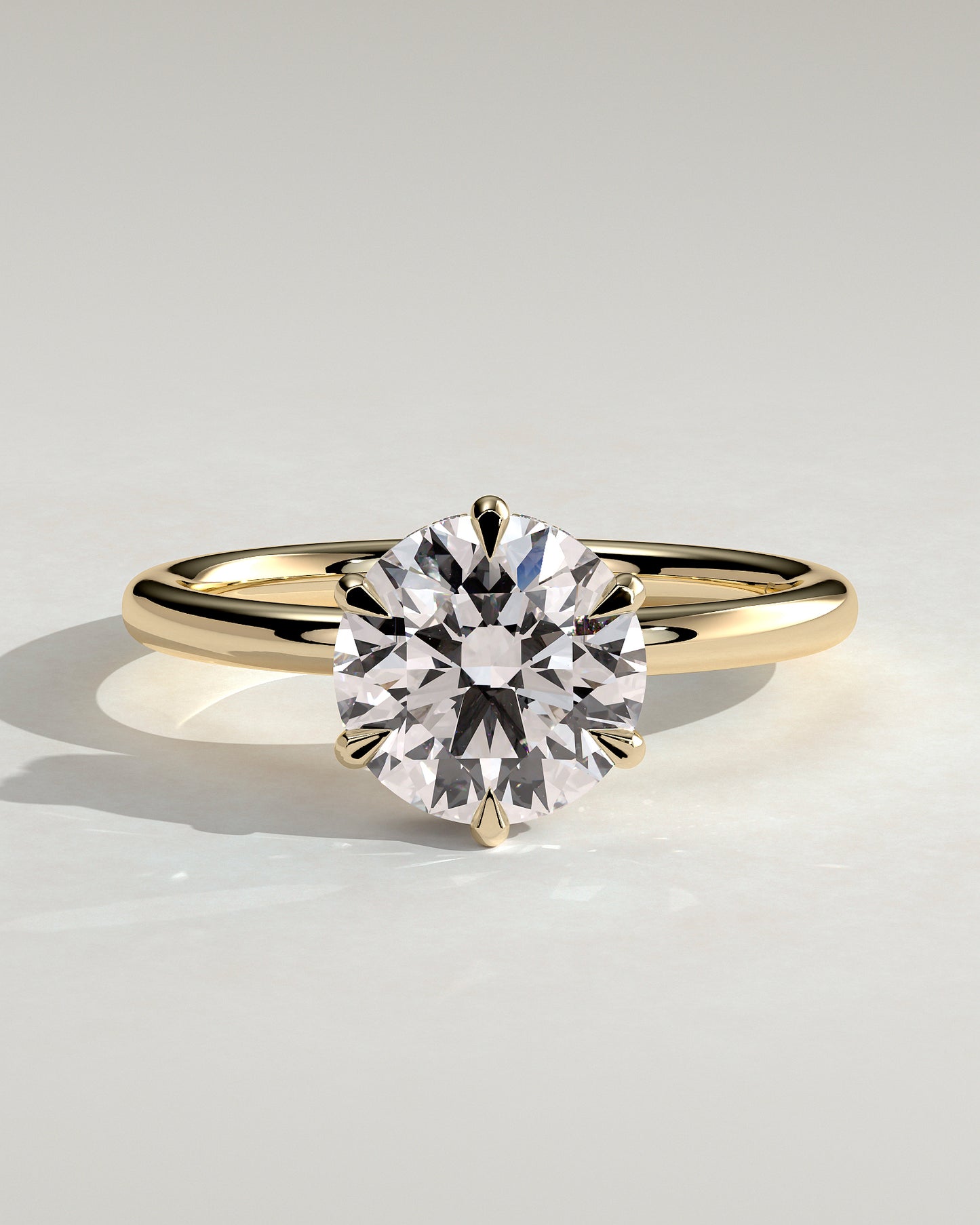 Aria - Round Claw Solitaire with Wrap Around Hidden Halo Engagement Ring - Yellow Gold - Yellow Gold 2ct
