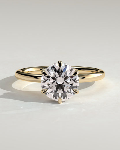 Aria - Round Claw Solitaire with Wrap Around Hidden Halo Engagement Ring - Yellow Gold - yellow gold - Lara Jewels