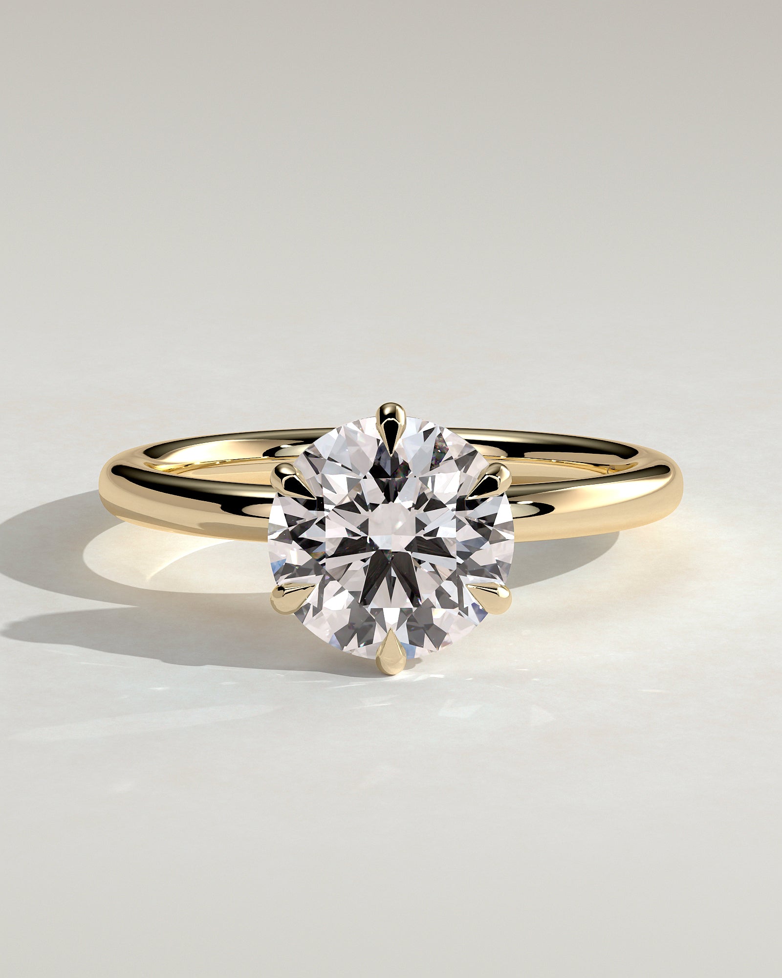 Anna - Round Claw Solitaire with Hidden Halo Engagement Ring - Yellow Gold - Yellow Gold 2ct