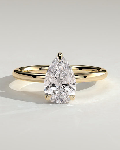 Amy - Pear Claw Solitaire Engagement Ring - Yellow Gold