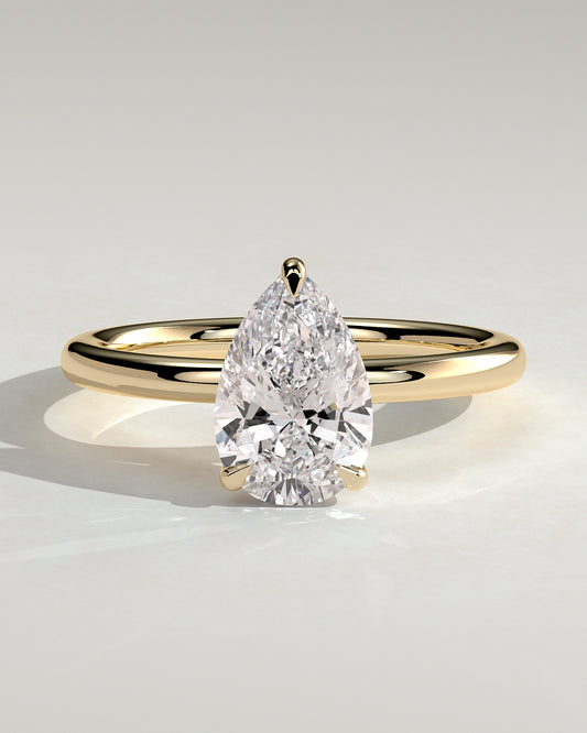 Amy - Pear Claw Solitaire Engagement Ring - Yellow Gold - Yellow Gold 2ct