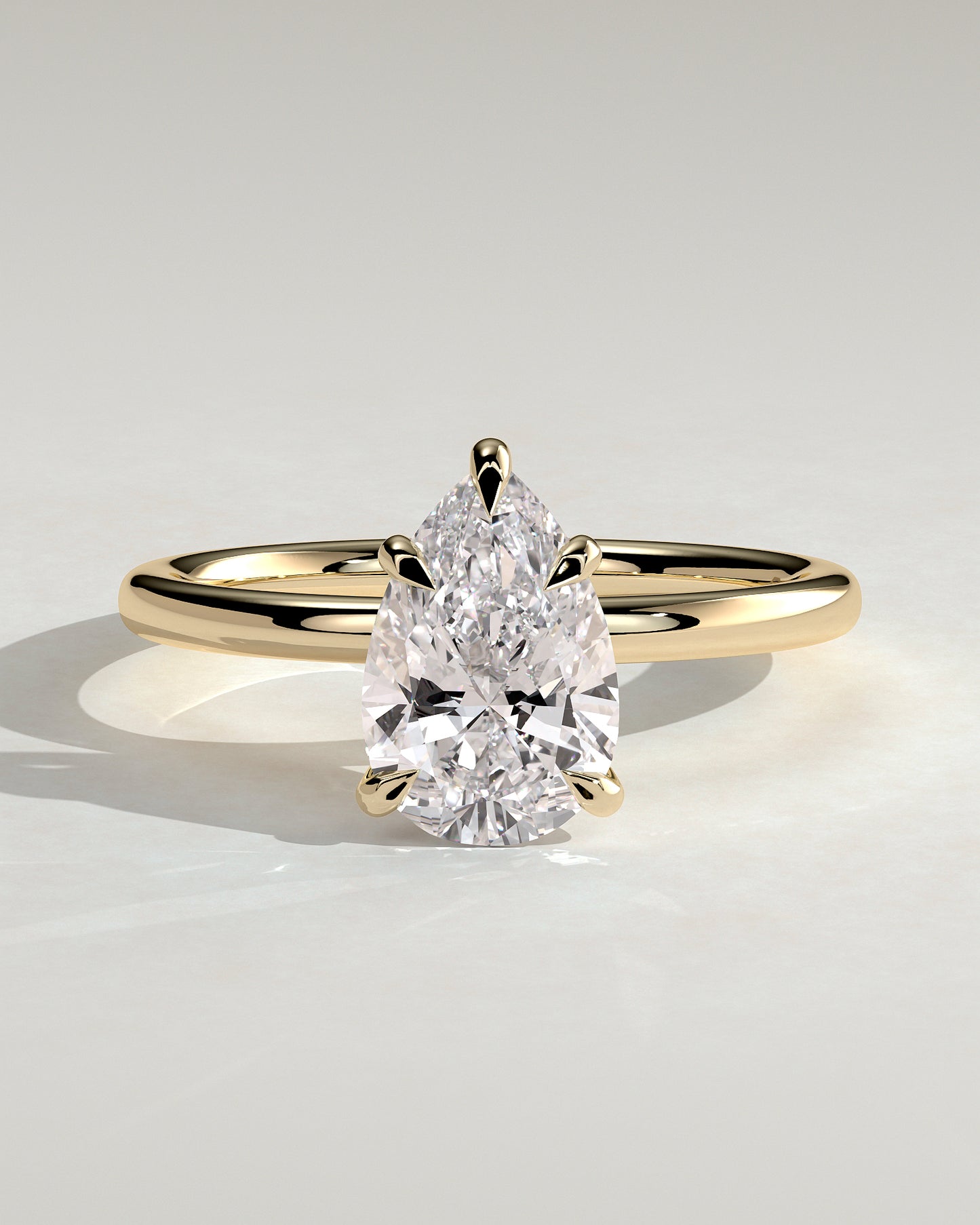 Alia - Pear Claw Solitaire Engagement Ring - Yellow Gold - Yellow Gold 2ct