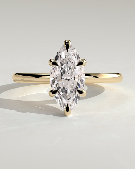 Stephanie - Marquise Claw Solitaire Engagement Ring - Yellow Gold - Yellow Gold 2ct