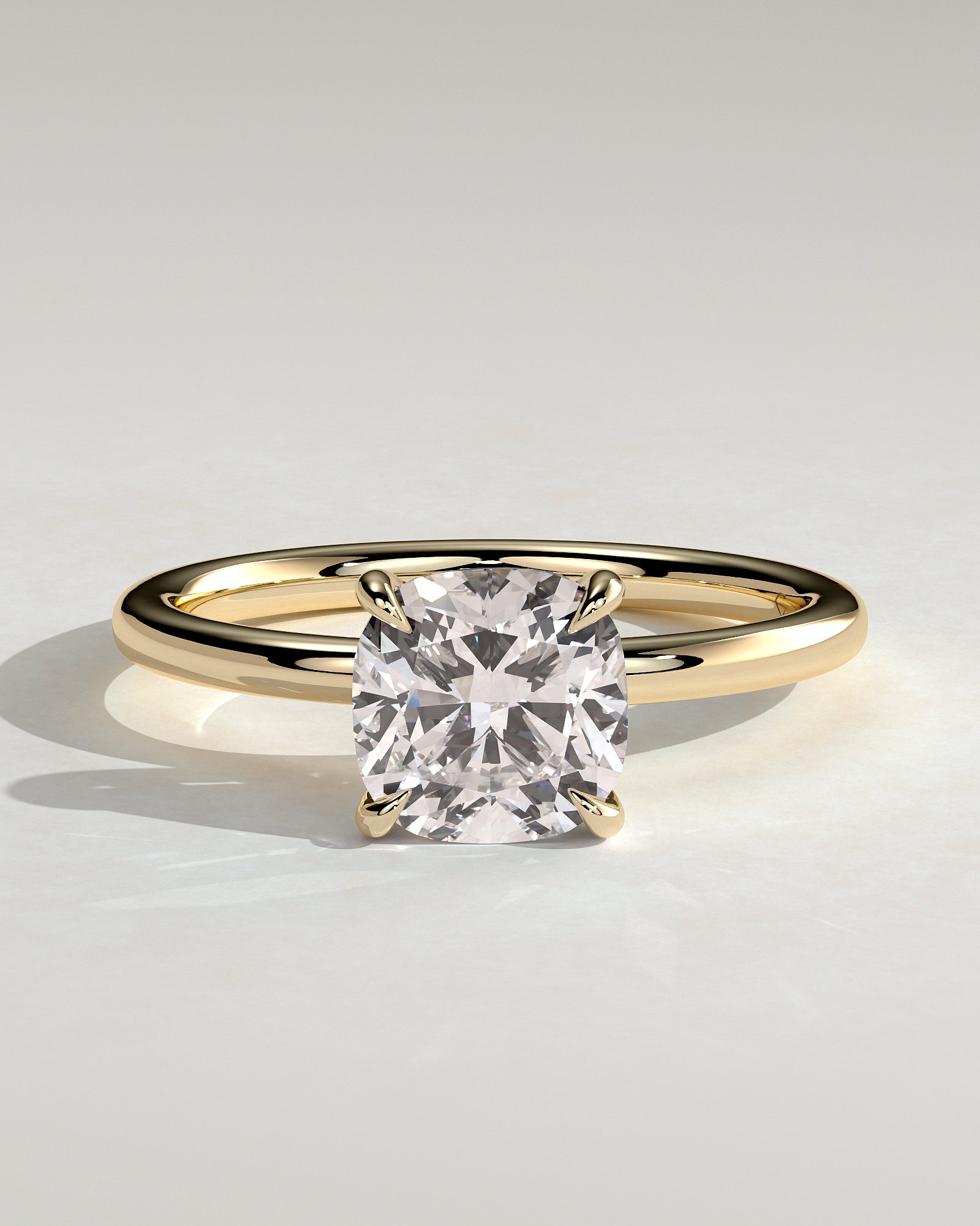 Hazel - Cushion Claw Solitaire Engagement Ring - Yellow Gold - Yellow Gold 2ct