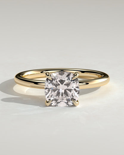 Hazel - Cushion Claw Solitaire Engagement Ring - Yellow Gold