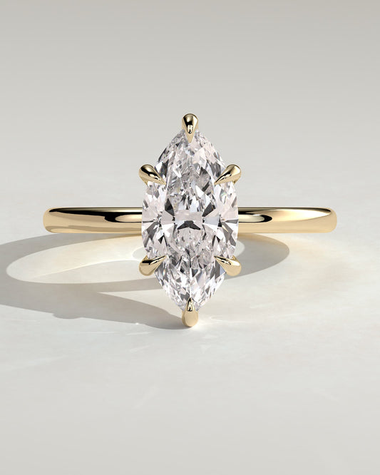 Marly - Classic Marquise Claw Solitaire Engagement Ring - Yellow Gold