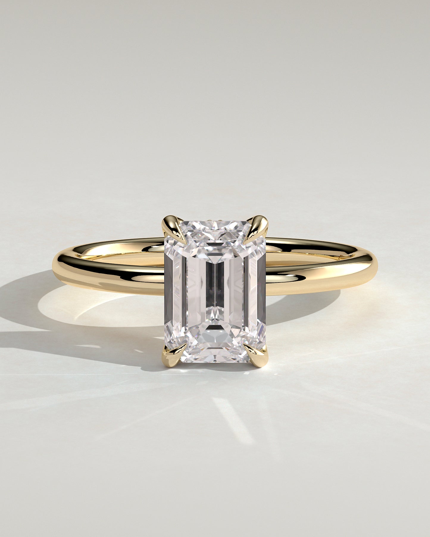 Freesia - Emerald Claw Solitaire with Petal Gallery and Accented Tiara Detail Engagement Ring - Yellow Gold - Yellow Gold 2ct