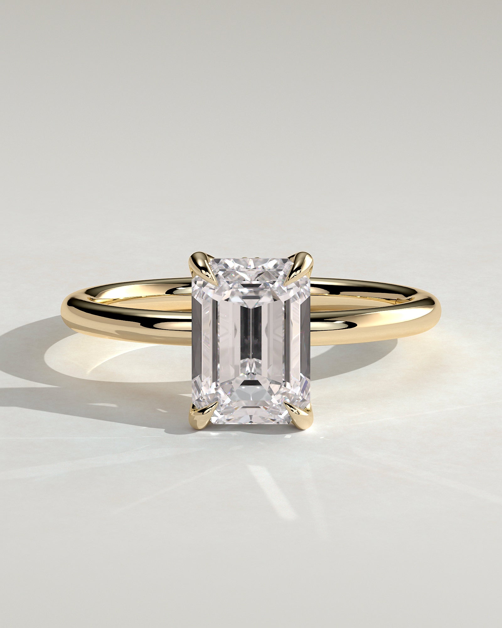 Freesia - Emerald Claw Solitaire with Petal Gallery and Accented Tiara Detail Engagement Ring - Yellow Gold - Yellow Gold 2ct