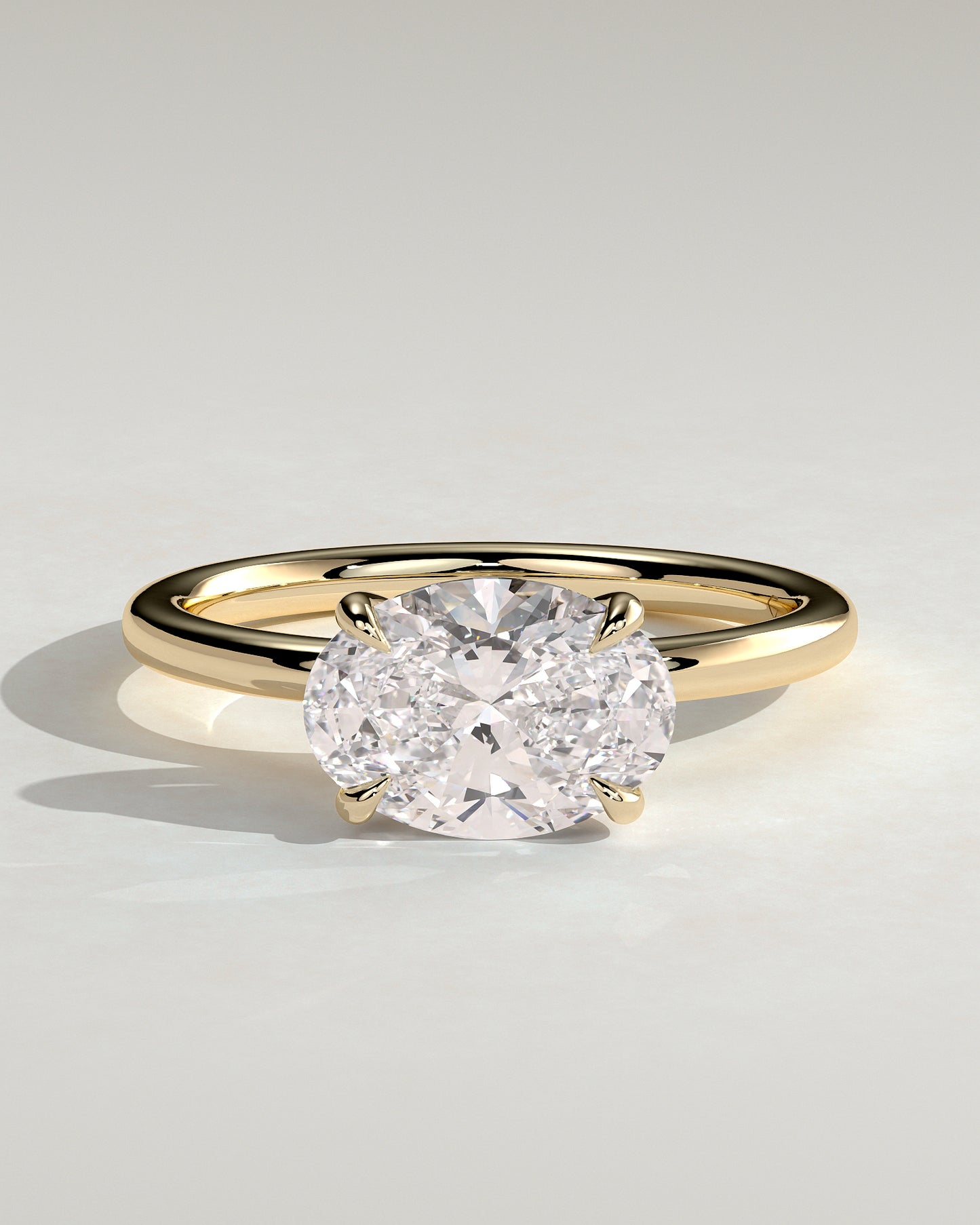 Dotti - Oval East West Claw Solitaire Engagement Ring - Yellow Gold - Yellow Gold 2ct