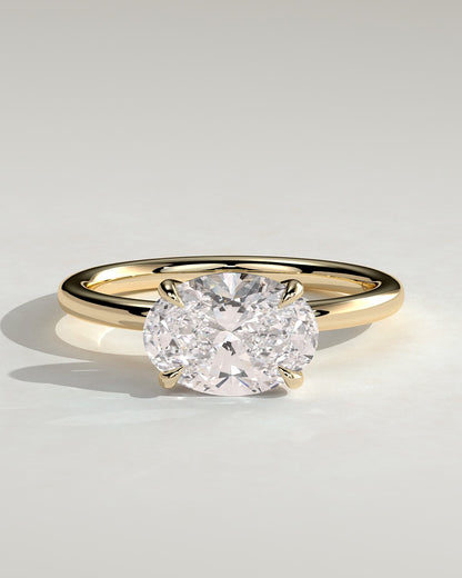 Dotti - Oval East West Claw Solitaire Engagement Ring - Yellow Gold