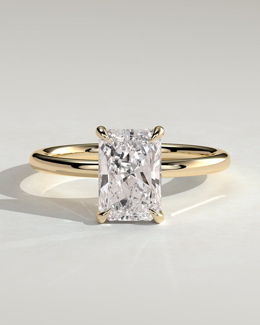 Judy - Radiant Claw Solitaire Engagement Ring - Yellow Gold