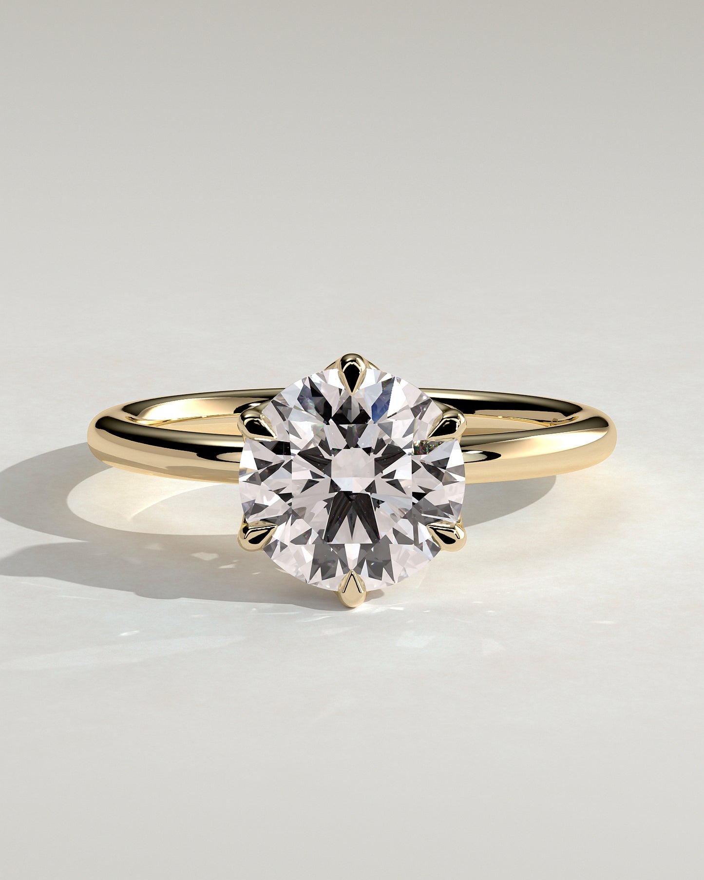 Iris - Round Claw Solitaire with Petal Gallery Engagement Ring - Yellow Gold - Yellow Gold 2ct