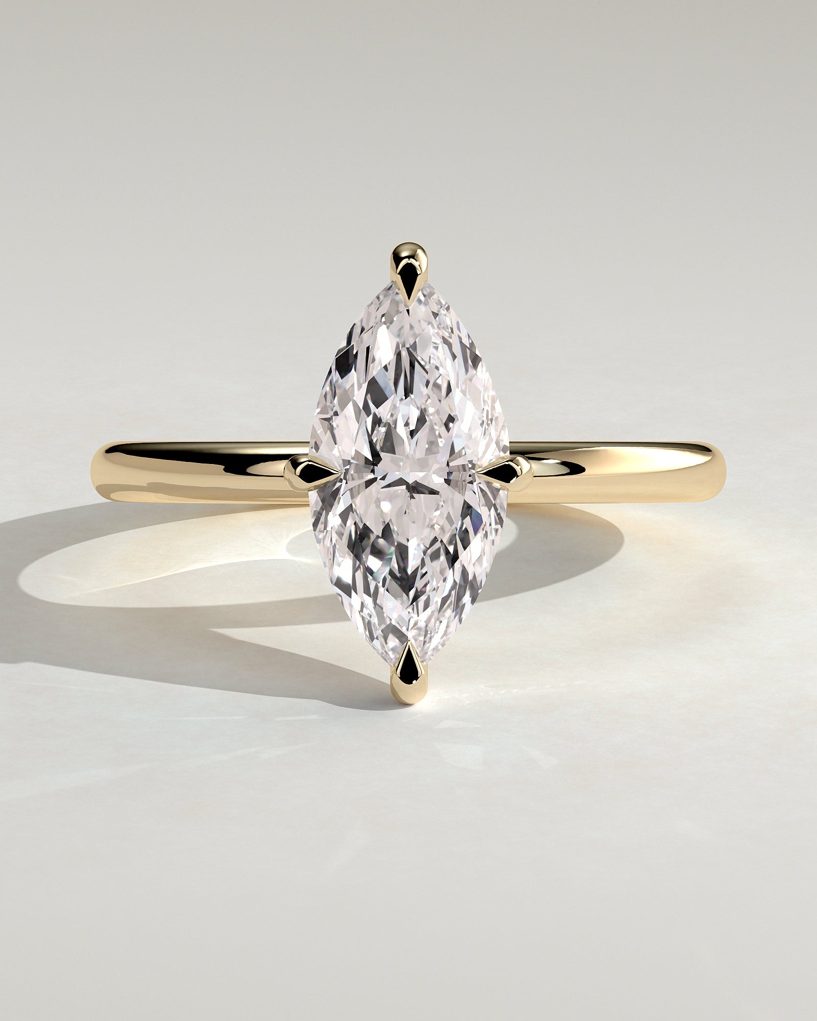 Genevieve - Marquise Claw Solitaire Engagement Ring - Yellow Gold - Yellow Gold 2ct