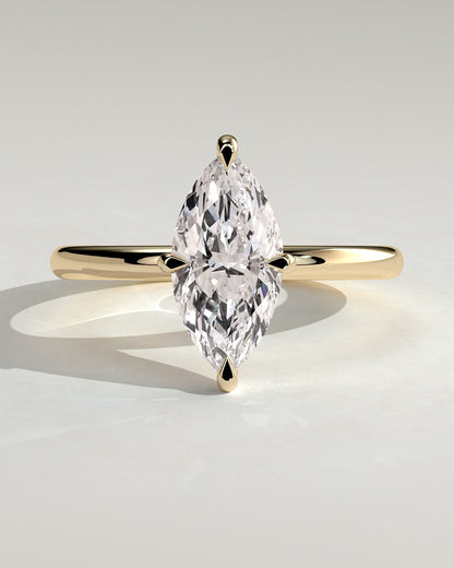 Genevieve - Marquise Claw Solitaire Engagement Ring - Yellow Gold