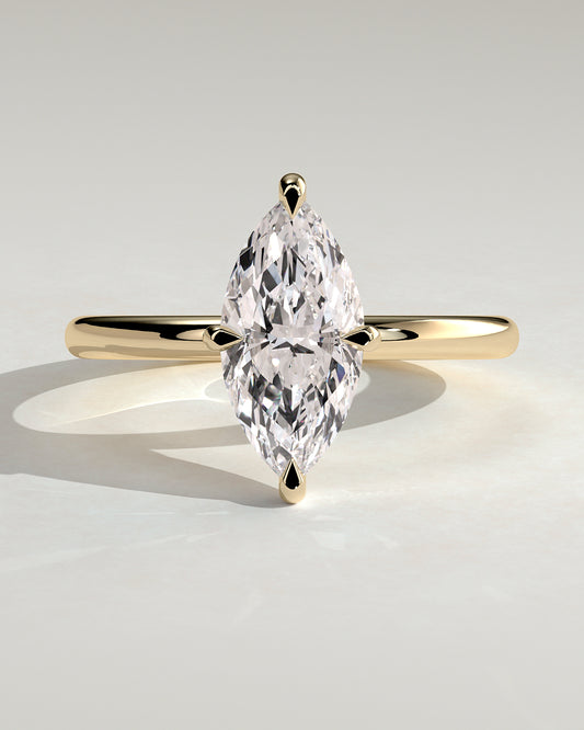 Genevieve - Marquise Claw Solitaire Engagement Ring - Yellow Gold - Yellow Gold 2ct