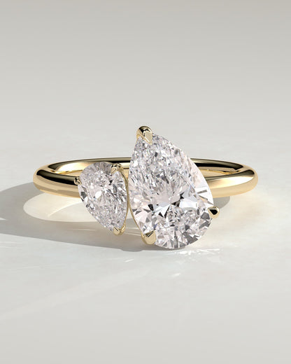 Francesca - Pear and Pear Claw Toi et Moi Engagement Ring - Yellow Gold