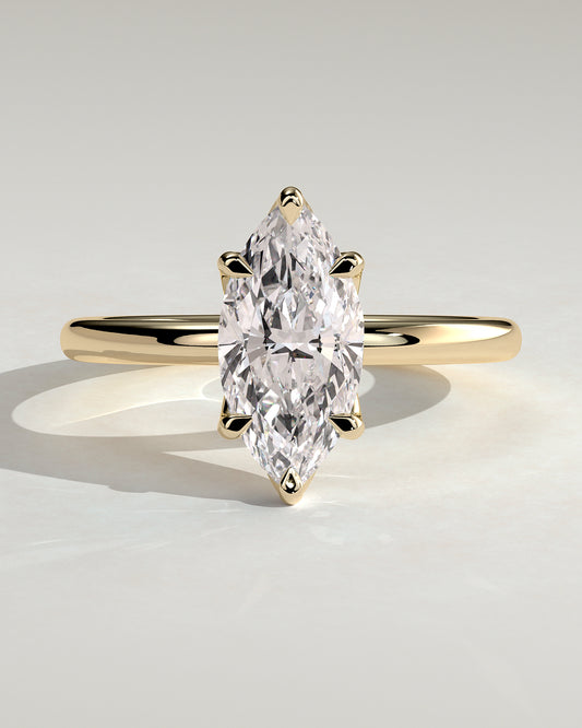 Eve - Marquise Claw Solitaire with Petal Gallery Engagement Ring - Yellow Gold - Yellow Gold 2ct