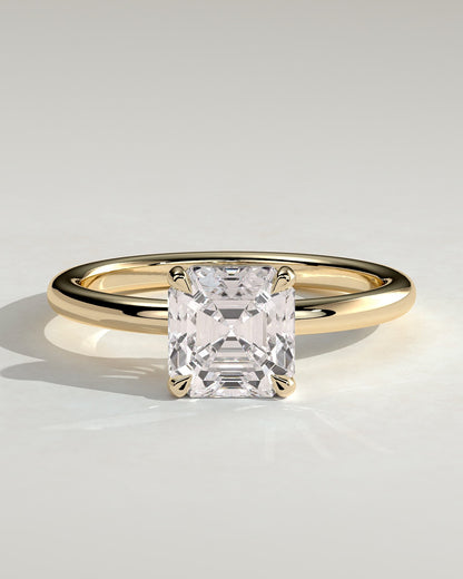 Emmy - Asscher Claw Solitaire Engagement Ring - Yellow Gold