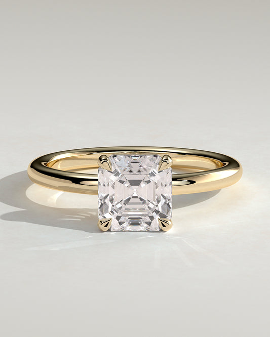 Emmy - Asscher Claw Solitaire Engagement Ring - Yellow Gold - Yellow Gold 2ct