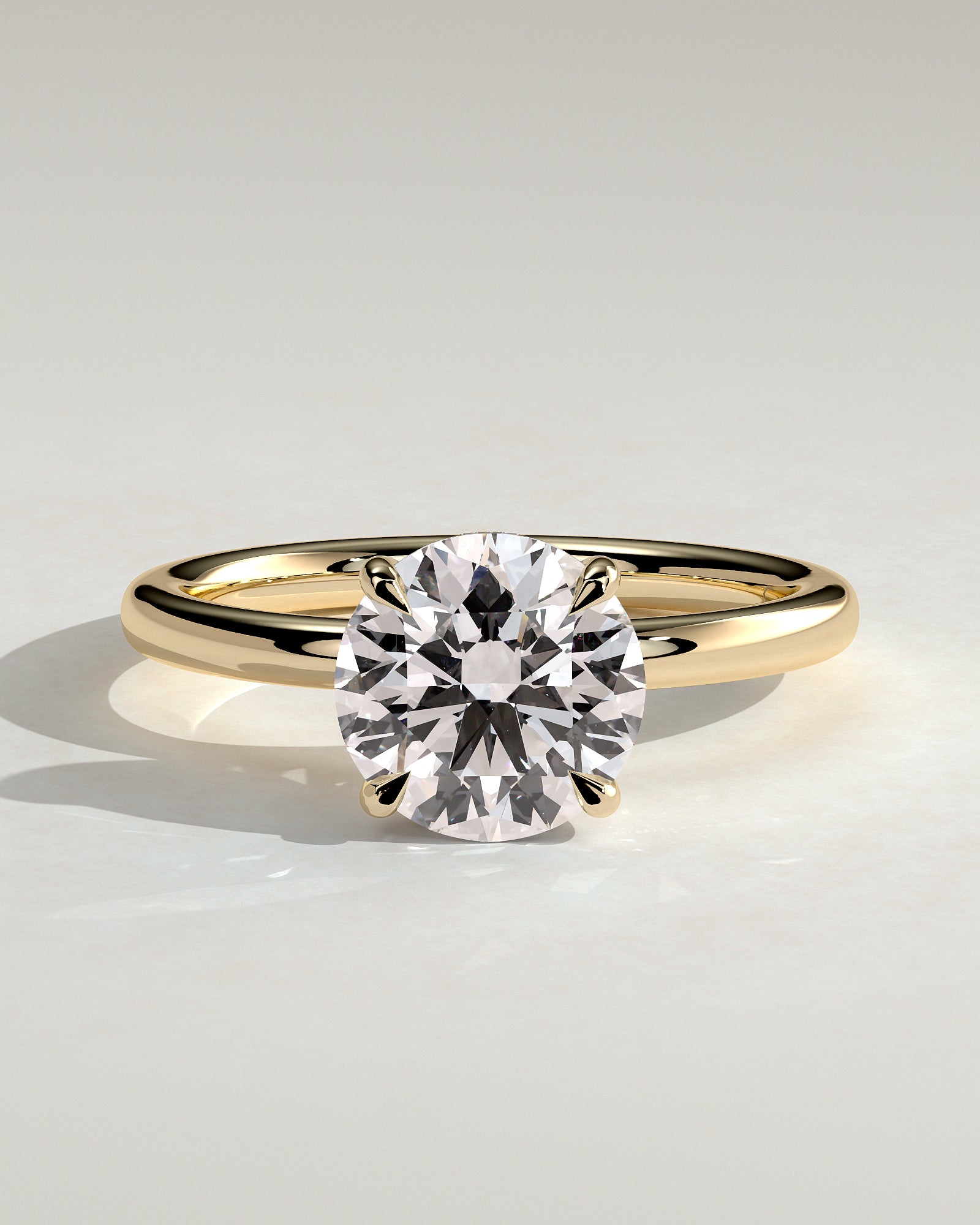 Bindi - Round Claw Solitaire with Hidden Halo Engagement Ring - Yellow Gold - Yellow Gold 2ct