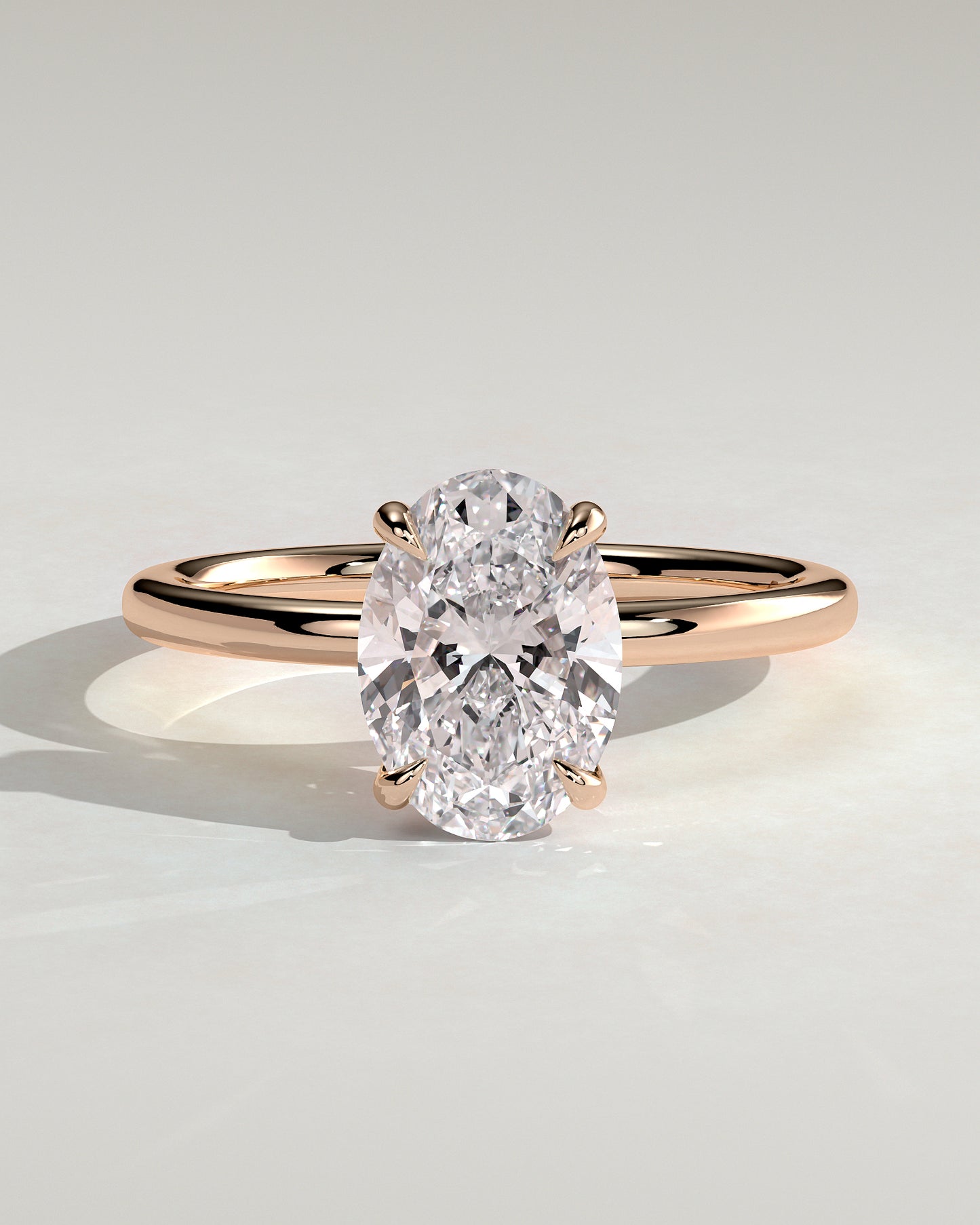 Daisy - Classic Oval Claw Solitaire Engagement Ring - Rose Gold - Rose Gold 2ct