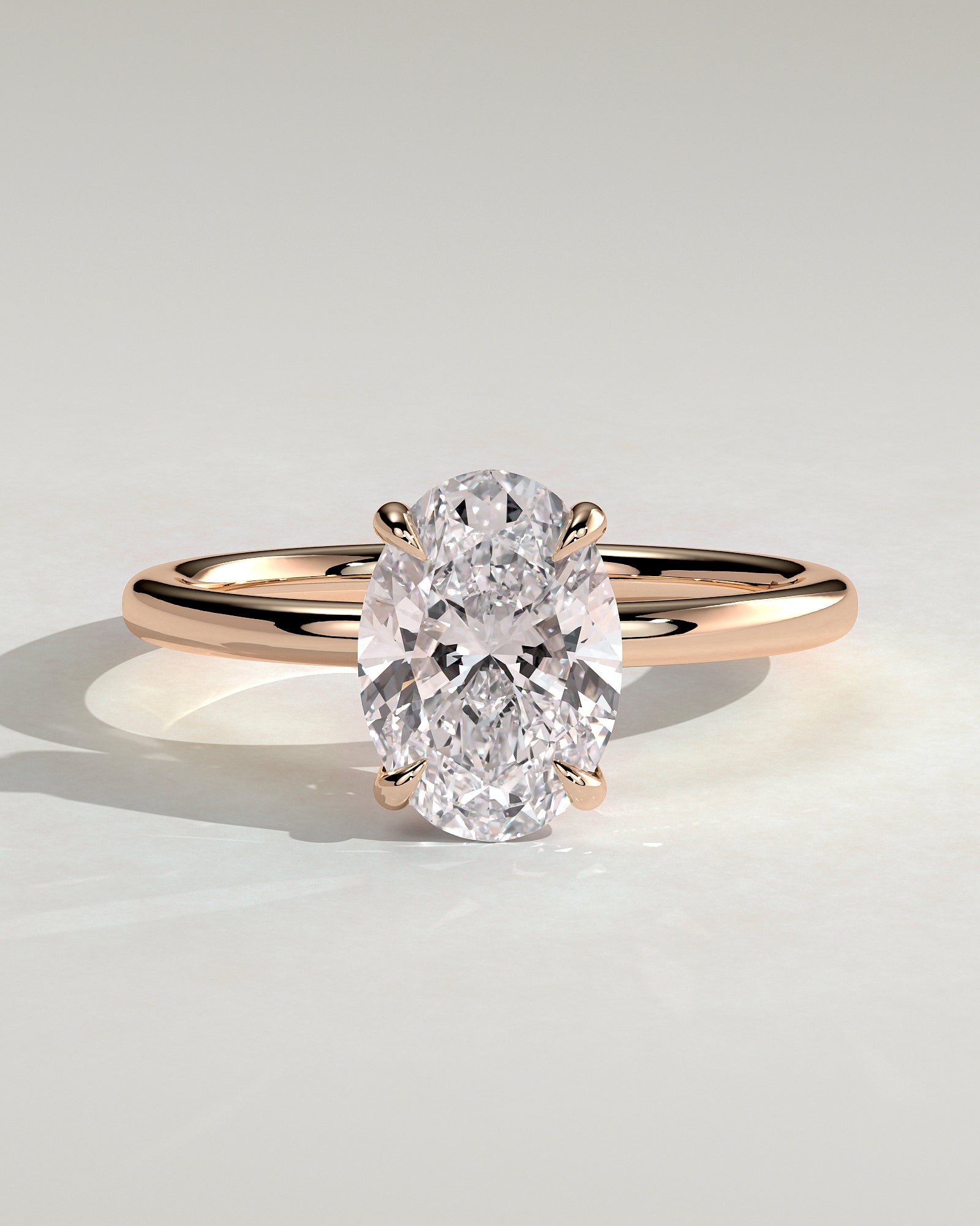 Daisy - Classic Oval Claw Solitaire Engagement Ring - Rose Gold - Rose Gold 2ct