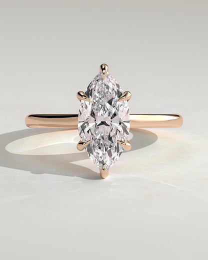 Jenna - Marquise Claw Solitaire with Hidden Halo and Cathedral High Setting Engagement Ring - Rose Gold