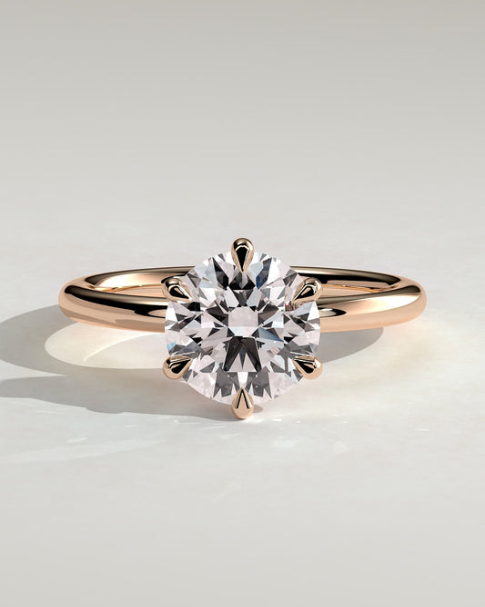 Louise - Round Claw Solitaire Engagement Ring - Rose Gold