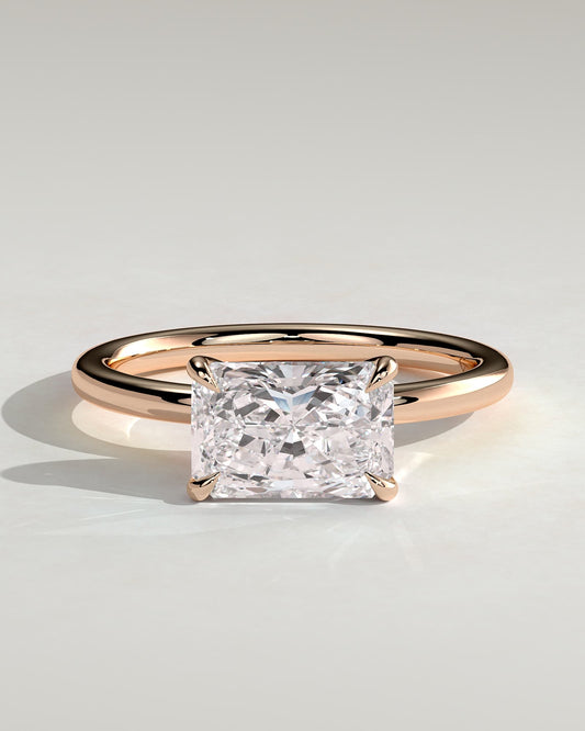 Lyra - Radiant East West Claw Solitaire Engagement Ring - Rose Gold