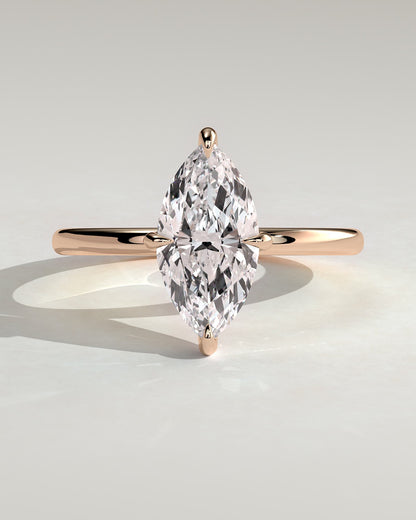 Hellen - Marquise Claw Solitaire with Hidden Halo Engagement Ring - Rose Gold