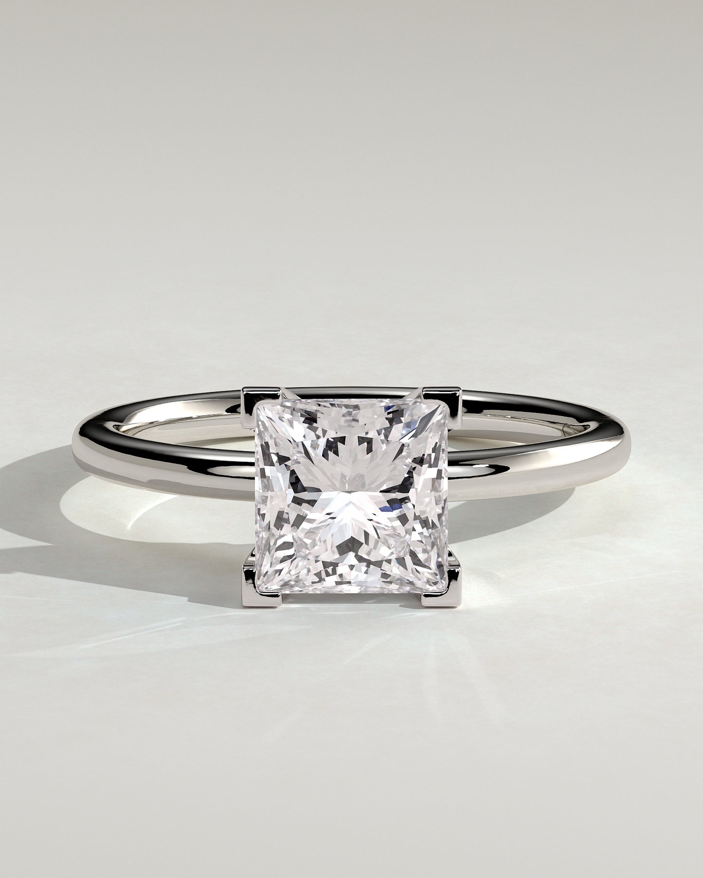 Glinda - Princess Claw Solitaire Engagement Ring - Platinum - White Gold / Platinum 2ct