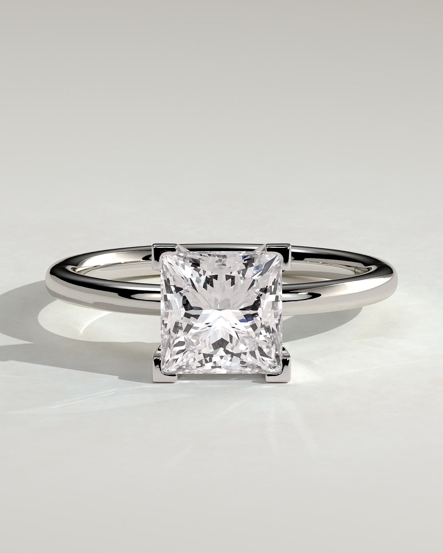 Glinda - Princess Claw Solitaire Engagement Ring - White Gold