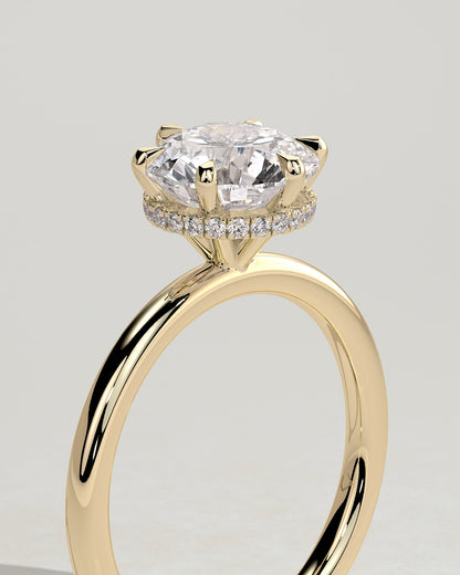 Aria - Round Claw Solitaire with Wrap Around Hidden Halo Engagement Ring - Yellow Gold - yellow gold - Lara Jewels