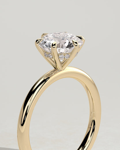 Anna - Round Claw Solitaire with Hidden Halo Engagement Ring - Yellow Gold - yellow gold - Lara Jewels