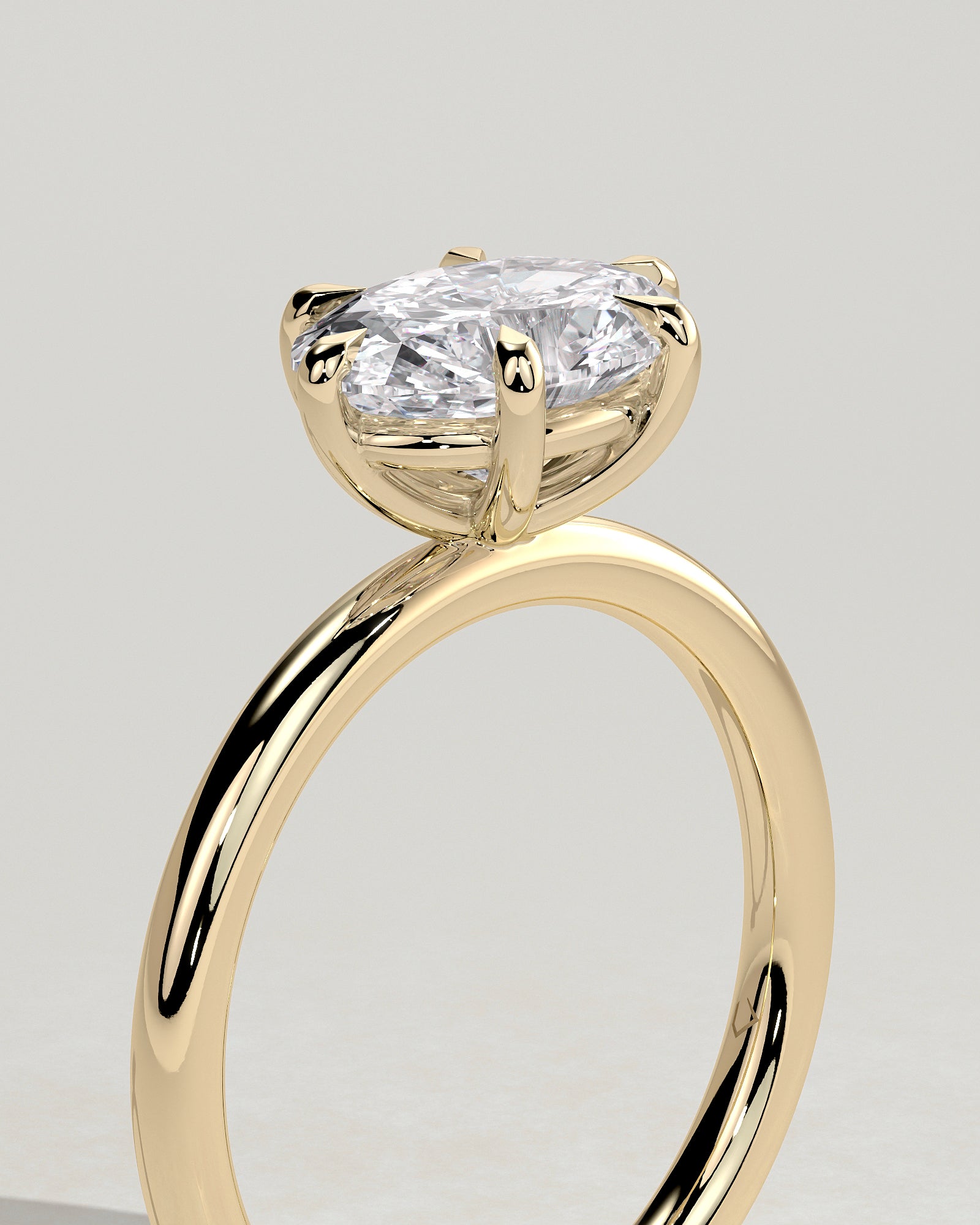 Allison - Oval East West Claw Solitaire Engagement Ring - Yellow Gold - Yellow Gold 2ct