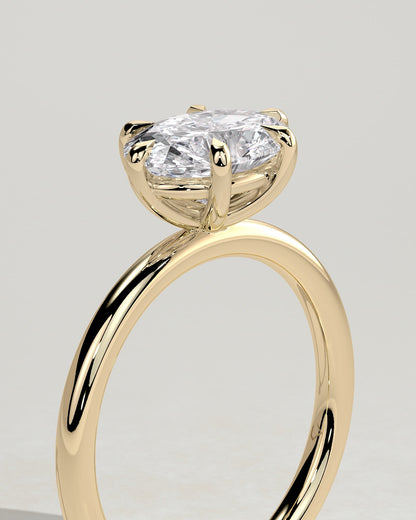 Allison - Oval East West Claw Solitaire Engagement Ring - Yellow Gold