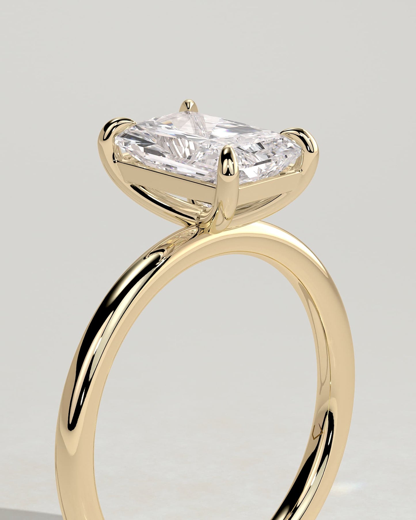 Judy - Radiant Claw Solitaire Engagement Ring - Yellow Gold