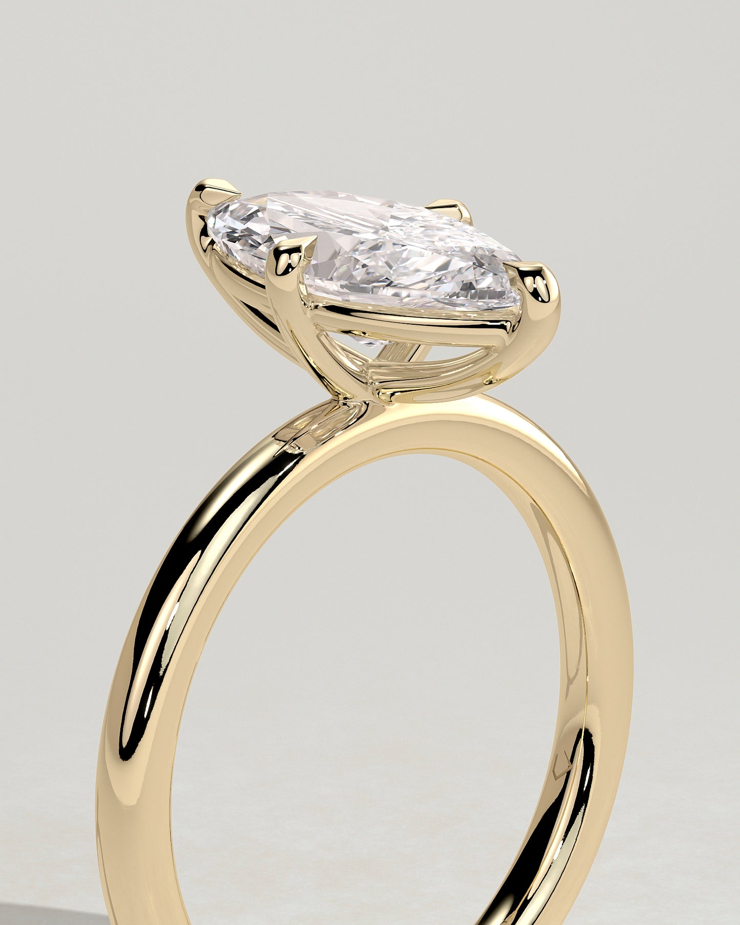 Genevieve - Marquise Claw Solitaire Engagement Ring - Yellow Gold - Yellow Gold 2ct