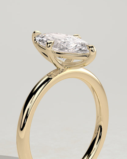 Genevieve - Marquise Claw Solitaire Engagement Ring - Yellow Gold