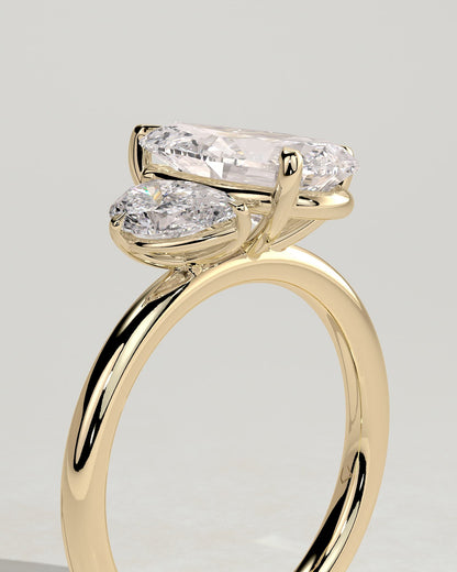 Francesca - Pear and Pear Claw Toi et Moi Engagement Ring - Yellow Gold