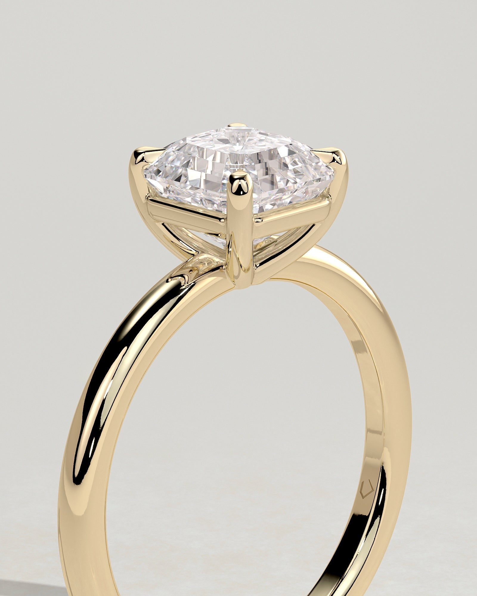 Emmy - Asscher Claw Solitaire Engagement Ring - Yellow Gold - Yellow Gold 2ct